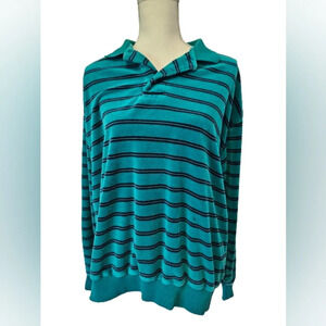 The Fox Collection Vintage Collared Long Sleeve "Velvet" Feel *Has Stain Size L